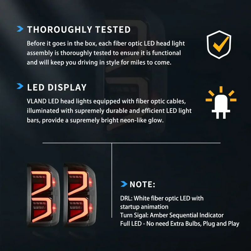 VLAND LED Taillights I for Chevrolet Silverado 1500/2500/3500 2014-2018 VLAND Factory