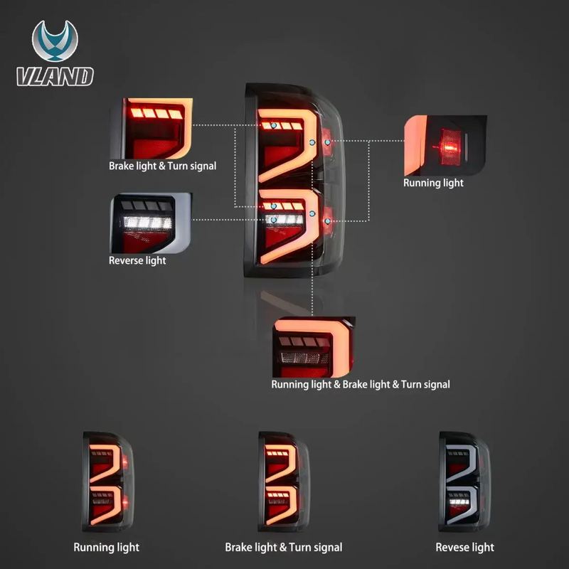 VLAND LED Taillights I for Chevrolet Silverado 1500/2500/3500 2014-2018 VLAND Factory