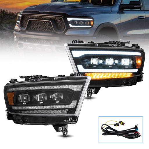 VLAND Matrix Projector Headlights For Dodge Ram 1500 2500 3500 2019-2022 5th Gen (CA Stock) VLAND Factory