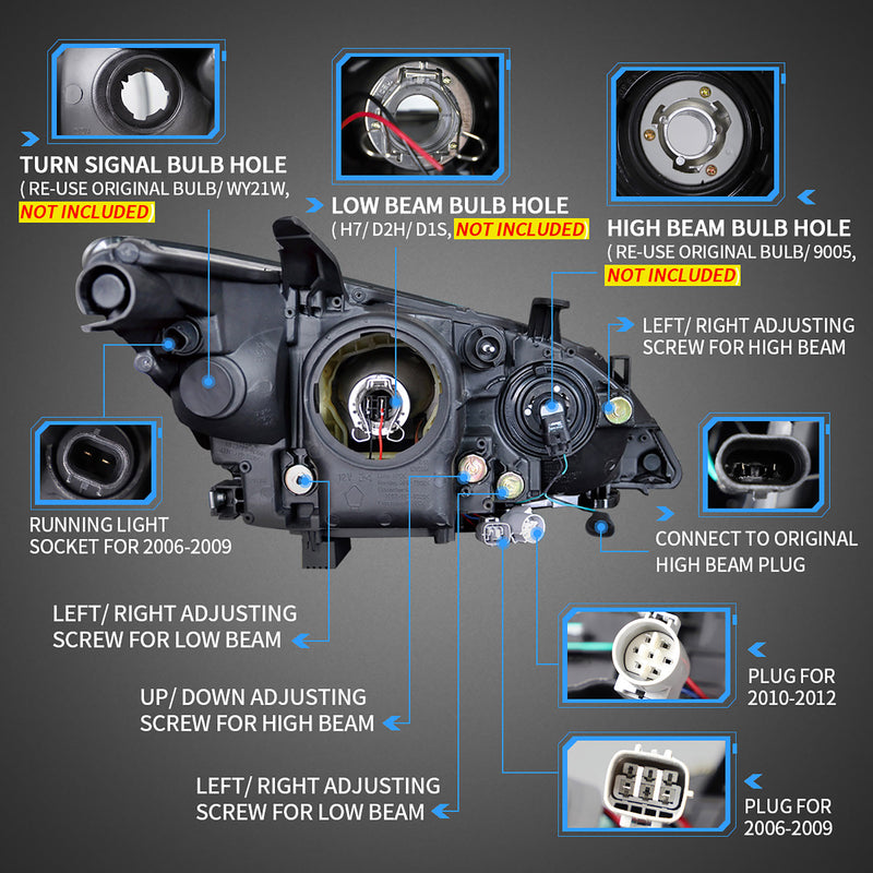 VLAND Projector LED Headlights For Lexus ES350 2010-2012 VLAND Factory