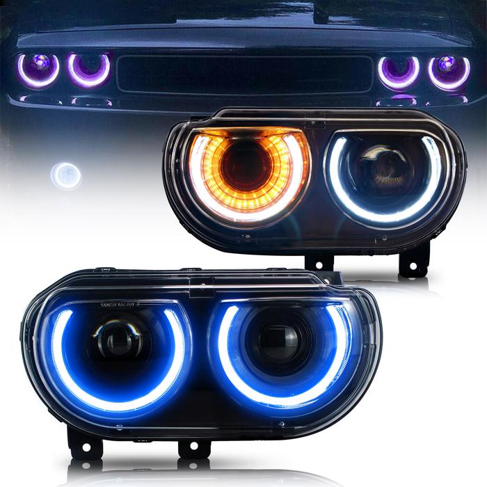 VLAND RGB Dual Beam Headlights For Dodge Challenger 2008-2014 VLAND Factory
