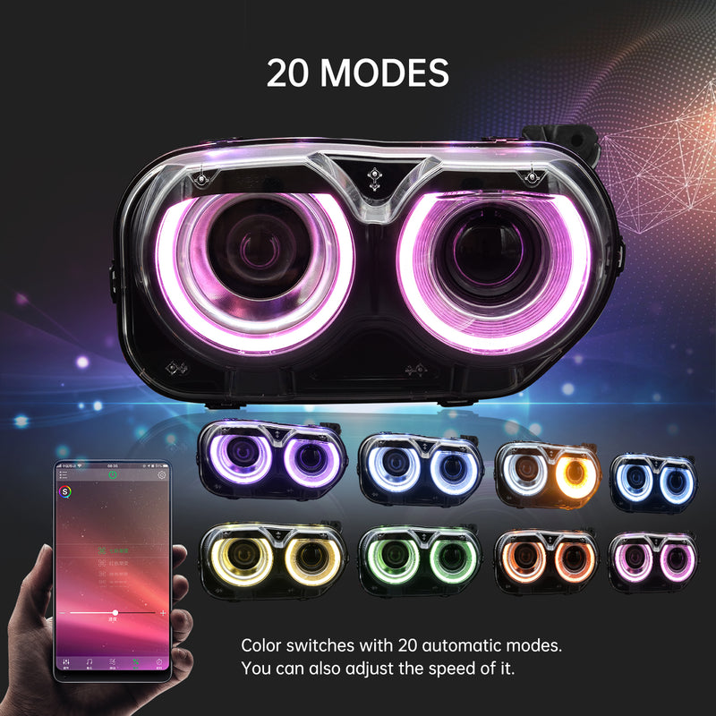 VLAND RGB Dual Beam Headlights For Dodge Challenger 2015-2020 VLAND Factory