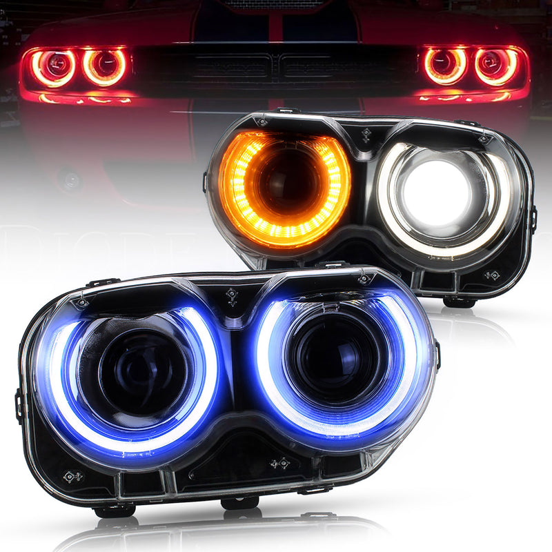 VLAND RGB Dual Beam Headlights For Dodge Challenger 2015-2020 VLAND Factory