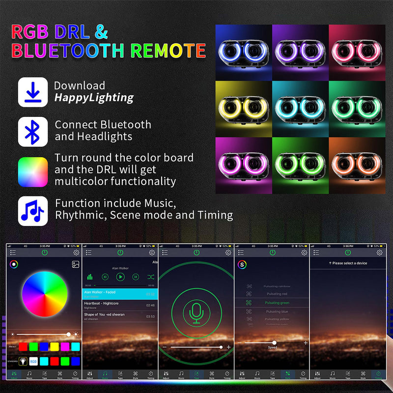 VLAND RGB Dual Beam Headlights For Dodge Challenger 2015-2020 VLAND Factory