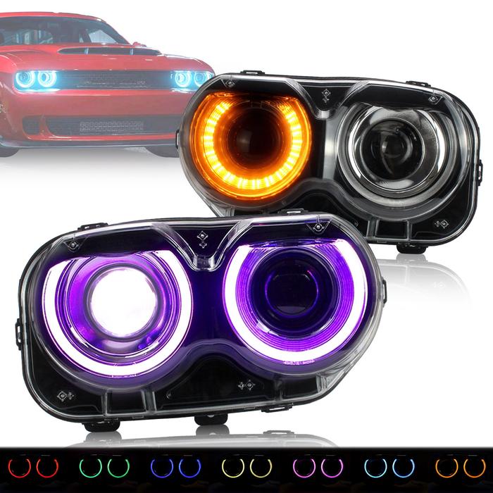 VLAND RGB Dual Beam Headlights For Dodge Challenger 2015-2020 VLAND Factory