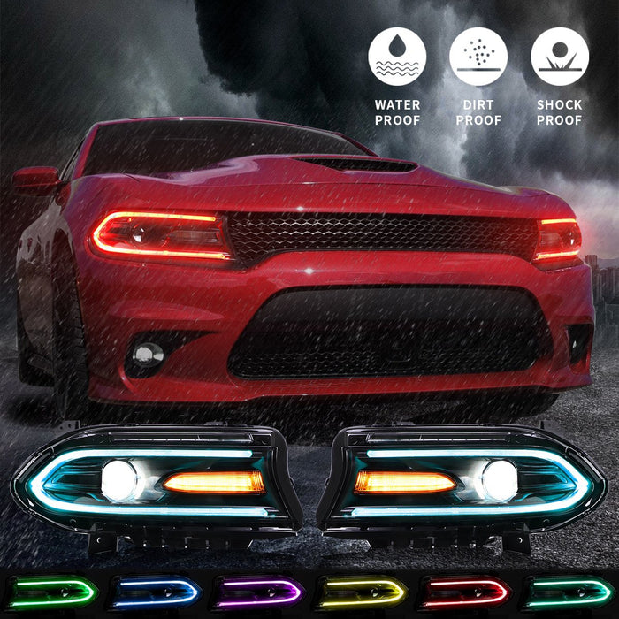 VLAND RGB Projector Headlights For Dodge Charger 2015-2021 (Dual Beam Lens w/ Color Changing System) VLAND Factory