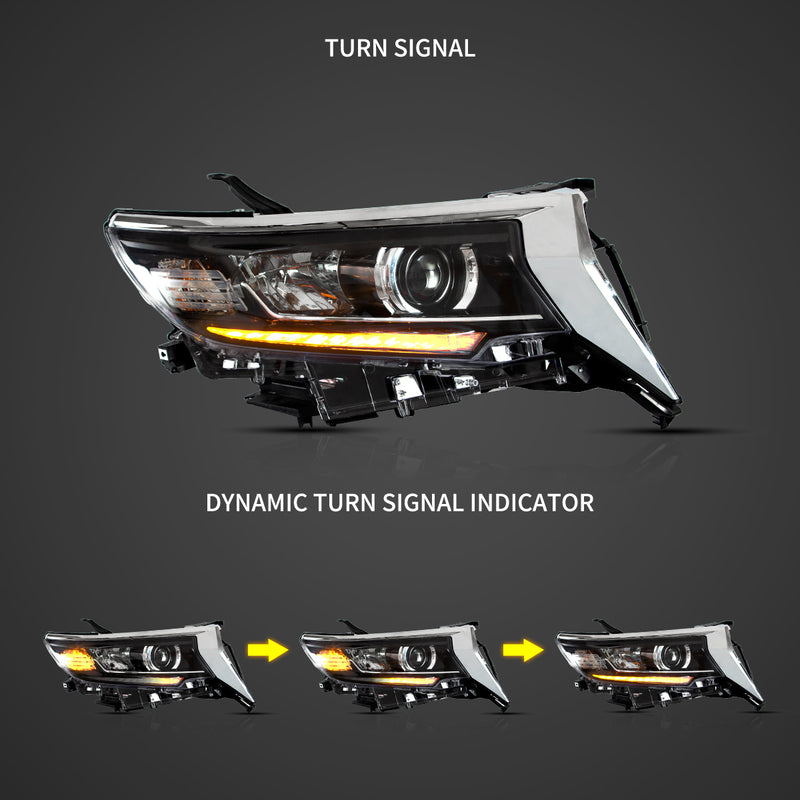 Vland Dual Beam Projector Headlights for Toyota Land Cruiser GXL / TZ-G 2017-2023 4th Gen Second Facelift VLAND Factory