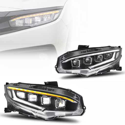 Vland Full LED Demon Eye Headlights for Honda Civic 2015-2021 (Tenth generation / 10th Gen Sedan Coupe Hatchback) VLAND Factory