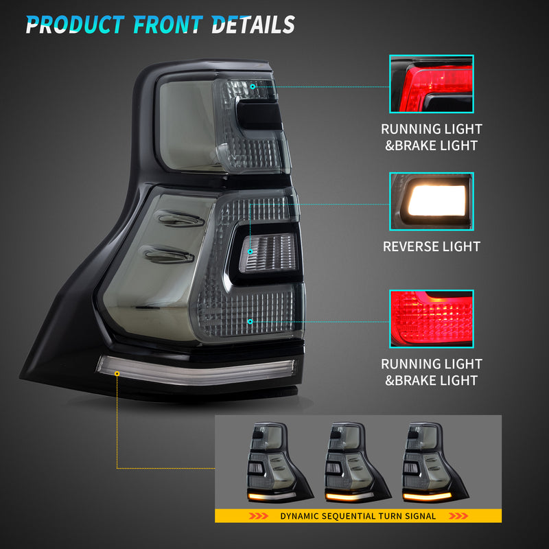 Vland Full LED Tail Lights For Toyota Land Cruiser Prado 2010-2016 Aftermarket Tail lights (Not fit GX460) VLAND Factory