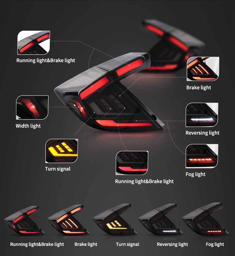 Vland Full LED Tail Lights II For Honda Civic 10th Taillights Assembly 2016-2021 VLAND Factory