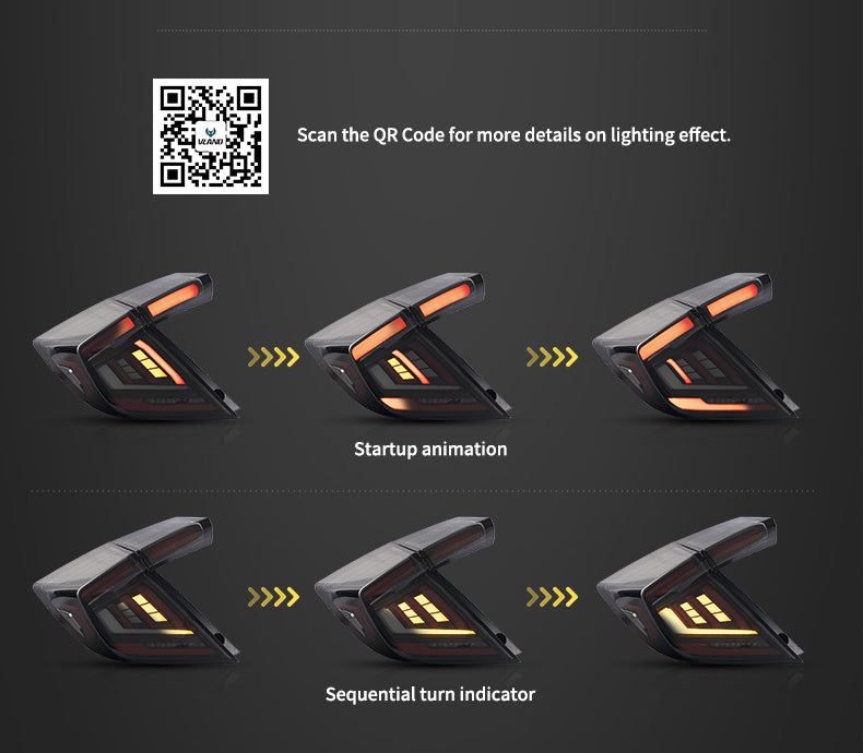 Vland Full LED Tail Lights II For Honda Civic 10th Taillights Assembly 2016-2021 VLAND Factory