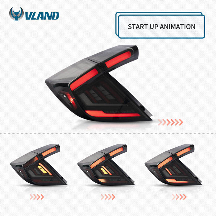 Vland Full LED Tail Lights II For Honda Civic 10th Taillights Assembly 2016-2021 VLAND Factory