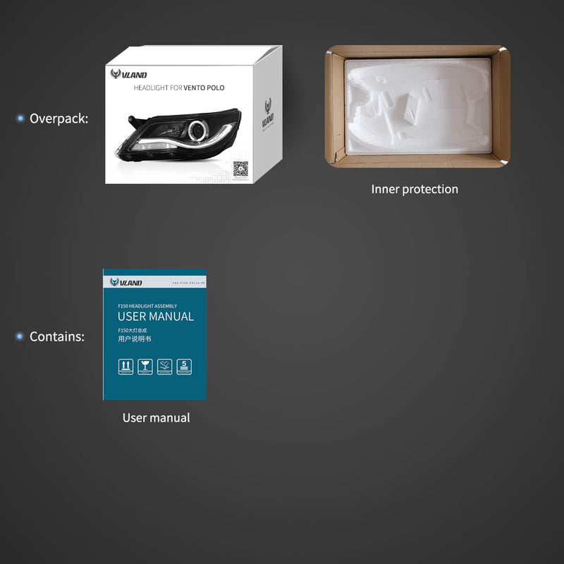 Vland LED Angel Eyes Head Lights for Volkswagen Tiguan 2009-2011 VLAND Factory