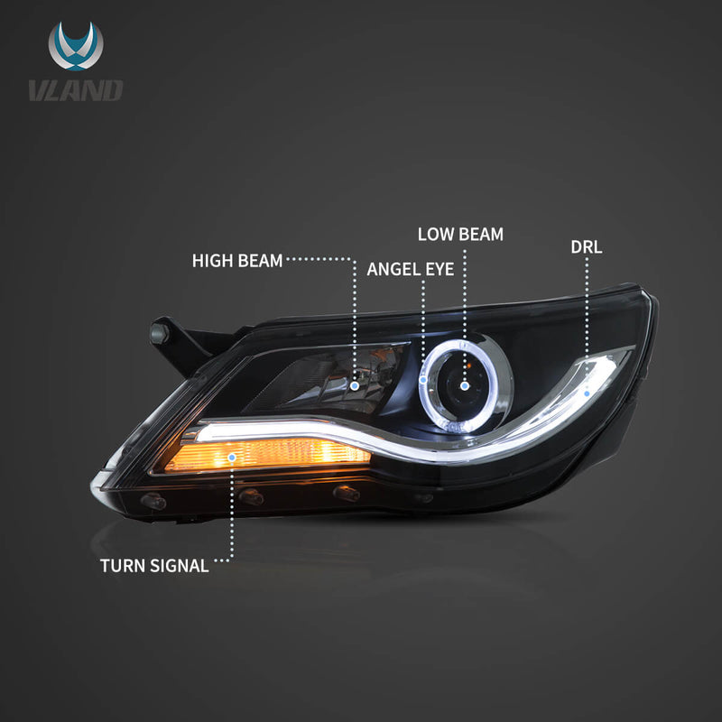 Vland LED Angel Eyes Head Lights for Volkswagen Tiguan 2009-2011 VLAND Factory