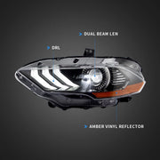 Vland LED Dual Beam Headlights For Ford Mustang 2018-2023 6th Gen Without Turn Signals(Single Side OR Complete Set) VLAND Factory