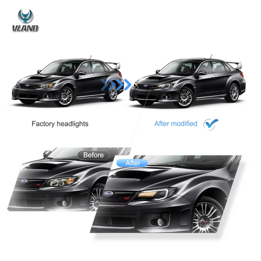 Vland LED Dual Beam Projector HeadLights For Subaru Impreza WRX Sti 2008-2011 3rd Gen (GE/GV/GH/GR) (CN/AU Stock) VLAND Factory