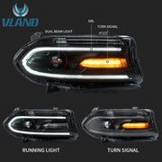 Vland LED Dual Beam Projector Headlights For Dodge Charger 2015-2021 7th Gen Facelift (Seventh generation, LD) VLAND Factory