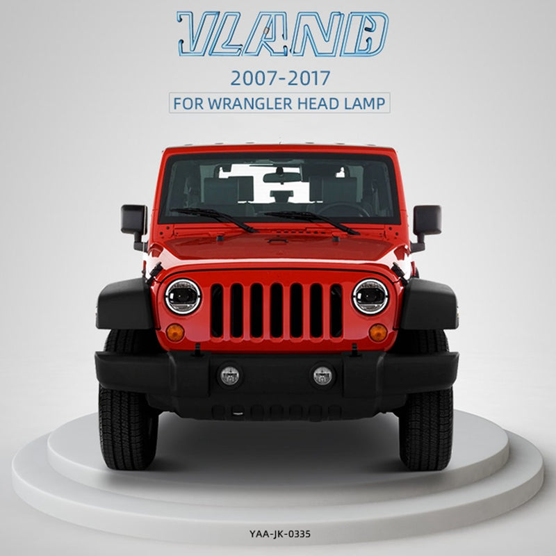 Vland LED Projector Headlights For Jeep Wrangler 2007-2017 Dual Beam (DRL Integrated w/ Turn Signals) VLAND Factory
