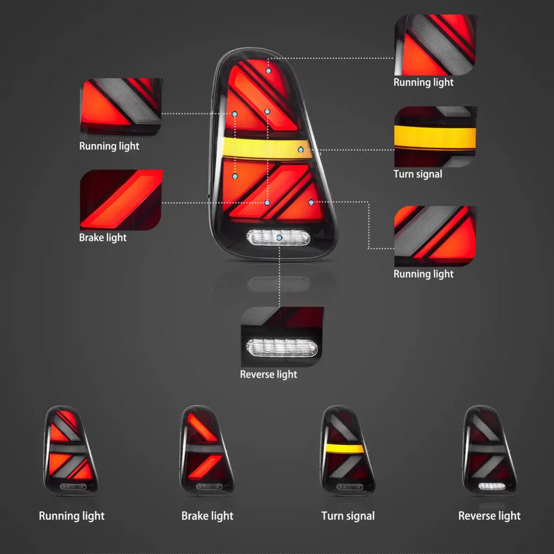 Vland LED Tail Lights for Mini R Series 1th Gen(R50 R52 R53) 2001-2006 Sequential Turn Signal With Dynamic Welcome Lighting VLAND Factory