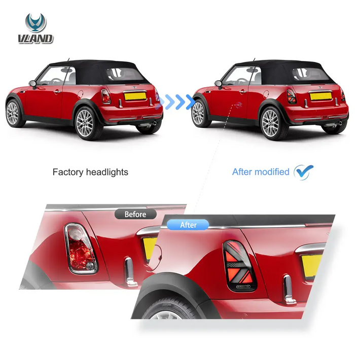 Vland LED Tail Lights for Mini R Series 1th Gen(R50 R52 R53) 2001-2006 Sequential Turn Signal With Dynamic Welcome Lighting VLAND Factory