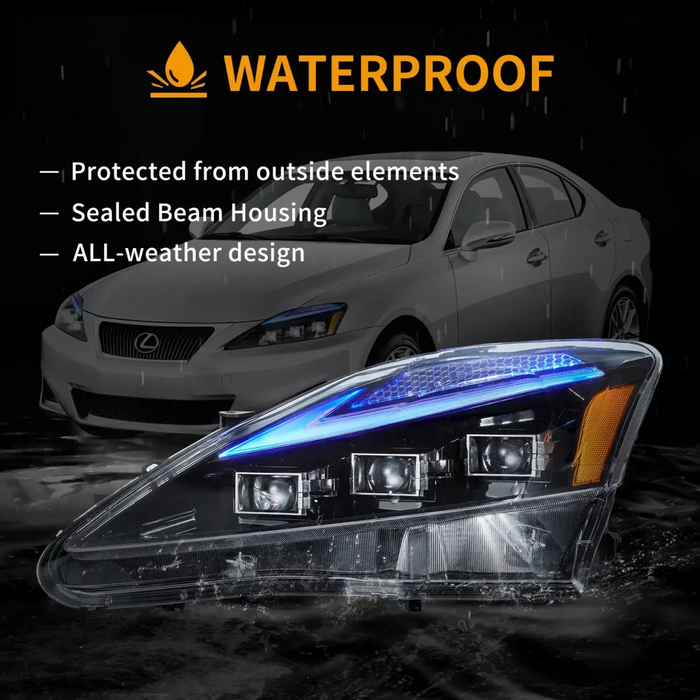 Vland Matrix Projector Headlights For Lexus IS250/IS350/IS200d 2006-2012 & ISF(XE20) 2008-2014 With Blue DRL VLAND Factory